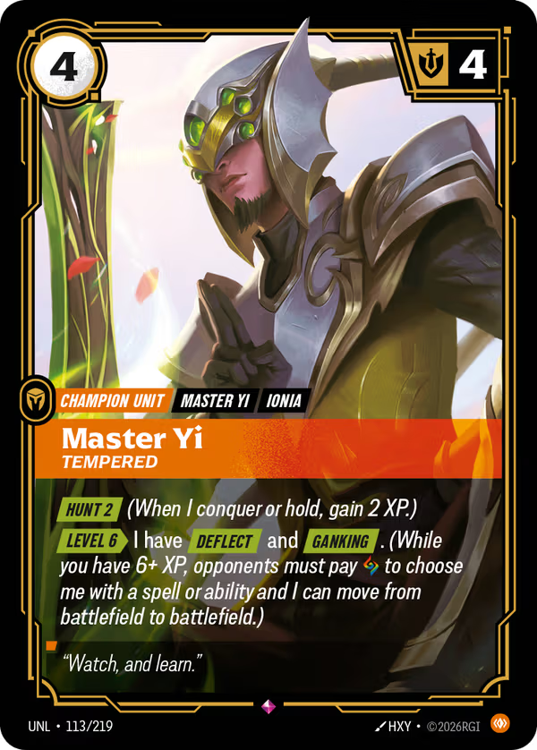 Master Yi, Tempered [UNL-113/219] [Unleashed]