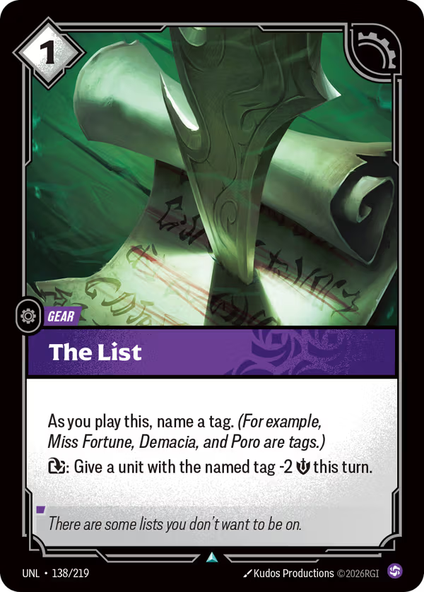 The List [UNL-138/219] [Unleashed]